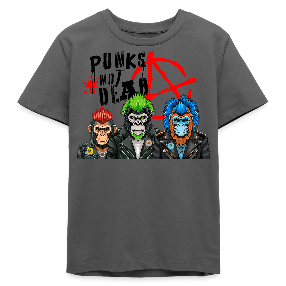 MNJS TEENS Bio T-Shirt mit PUNKS NOT DEAD PRINT - Anthrazit