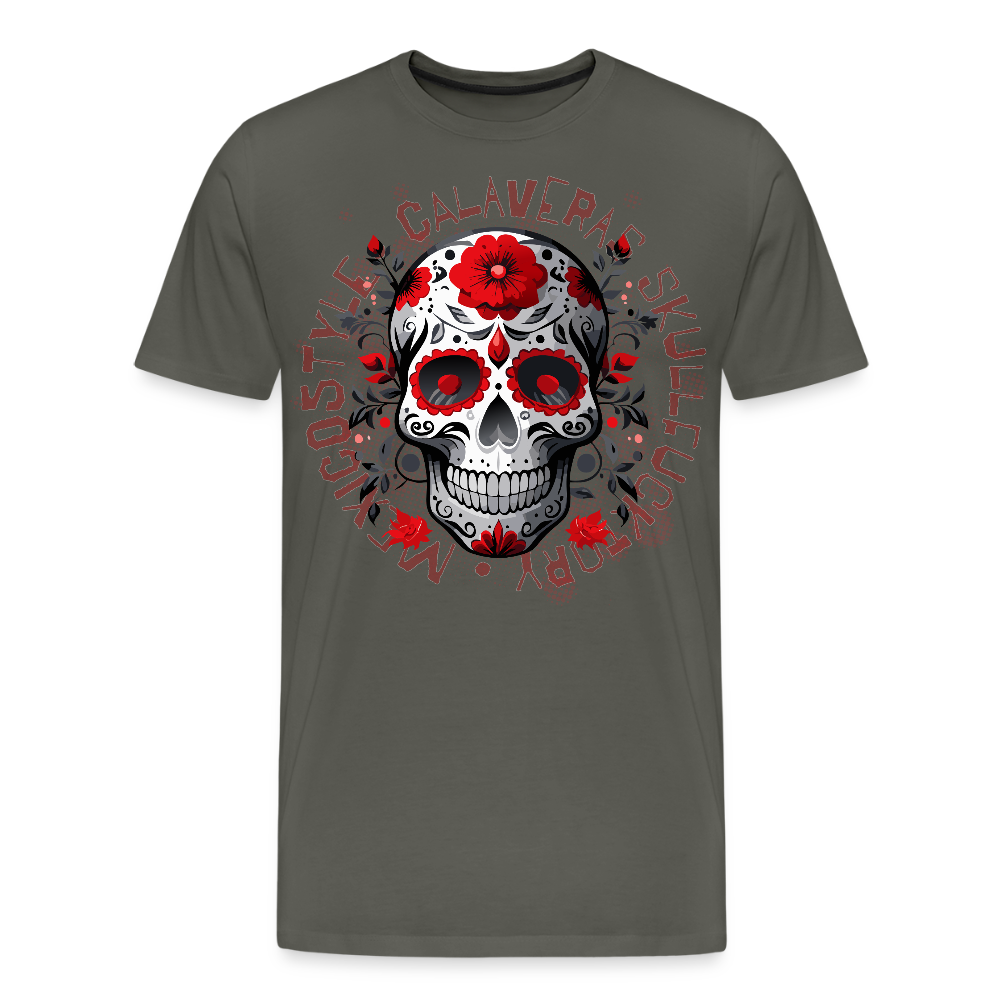 Männer Premium T-Shirt mit CALAVERAS SKULL PRINT - Asphalt