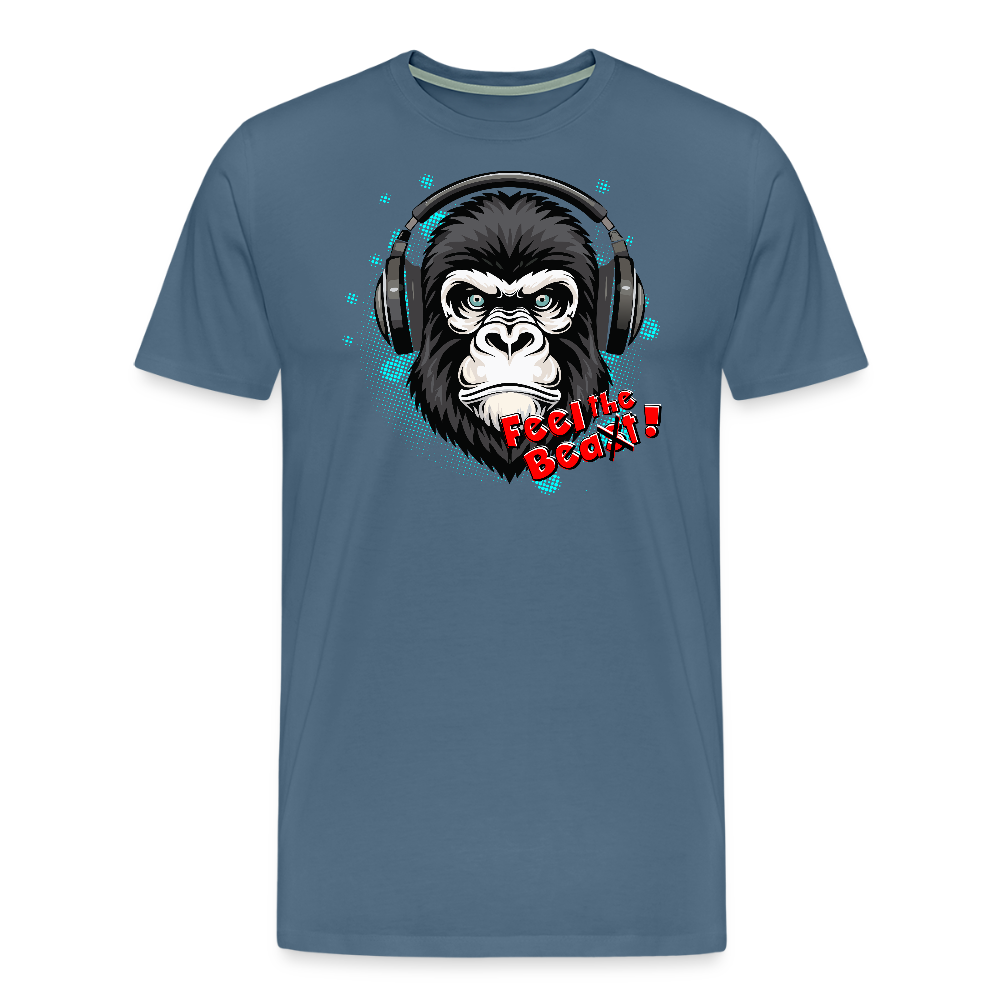 Männer Premium T-Shirt mit FEEL THE BEA(S)T PRINT - Blaugrau