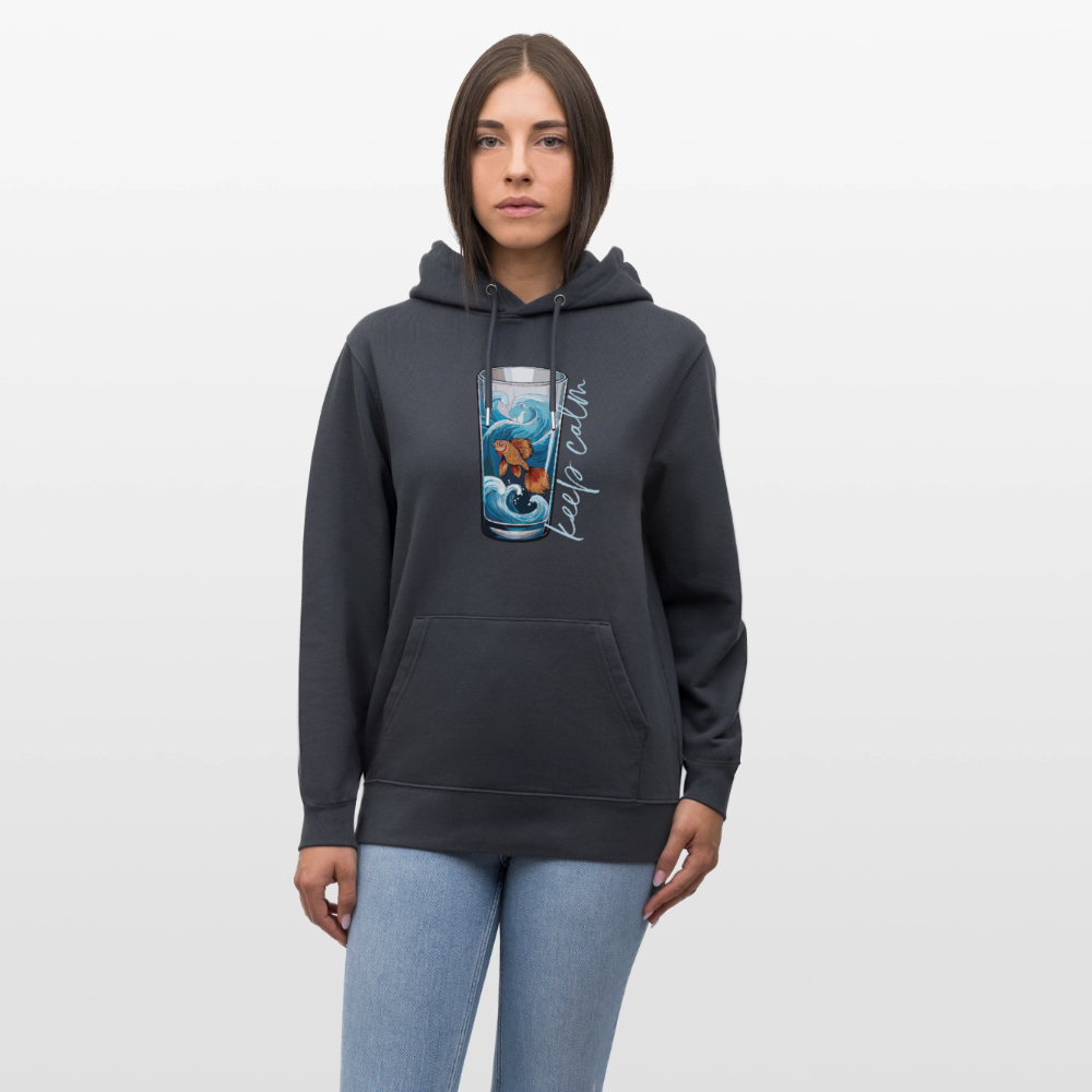 Unisex Bio-Hoodie mit KEEP CALM PRINT - Indigoblau