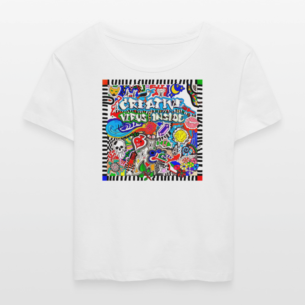 Relaxed Rundhals Frauen Bio-T-Shirt mit CREATIVE VIRUS INSIDE PRINT - Weiß