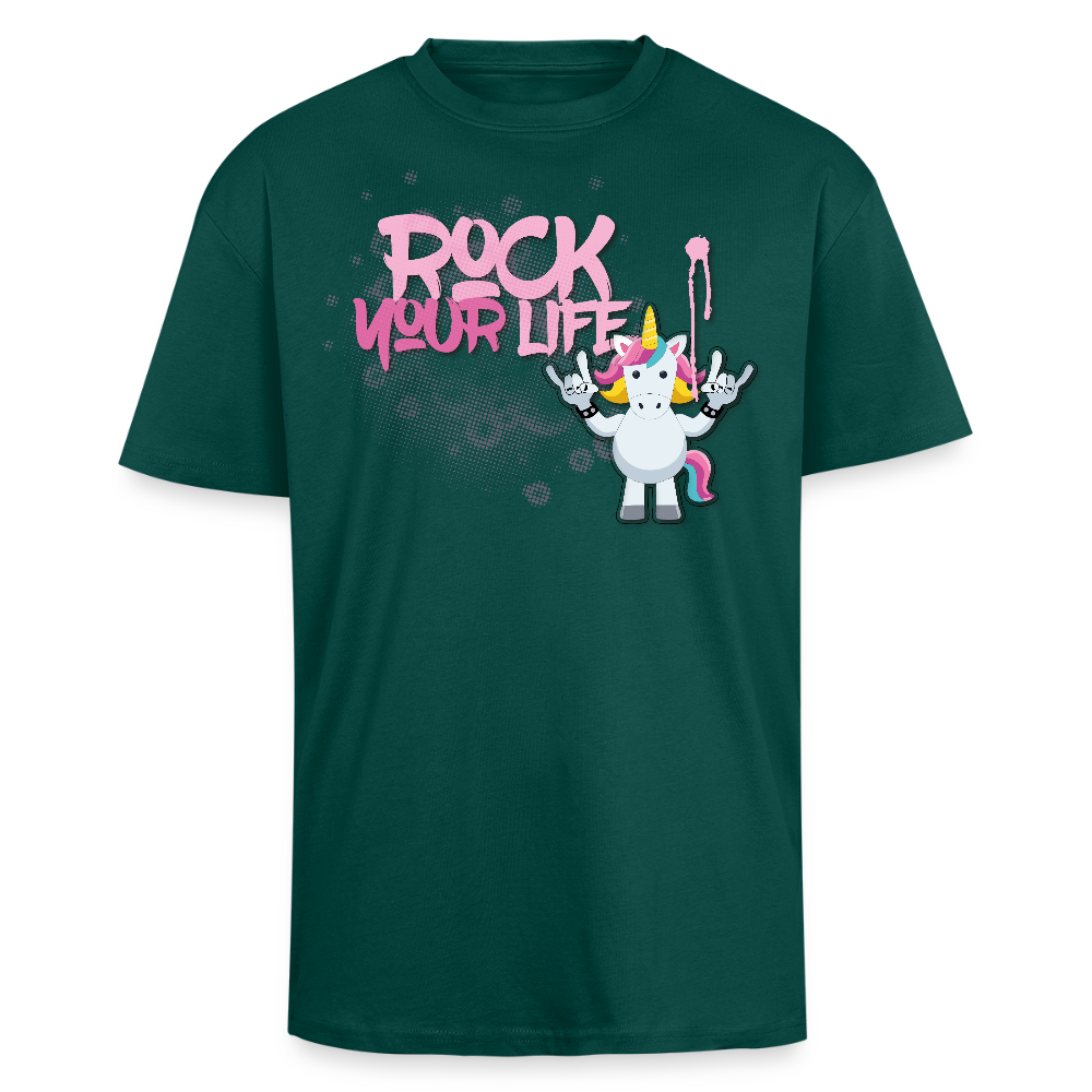 Heavy Oversize T-Shirt mit ROCK YOUR LIFE PRINT - hunter Green