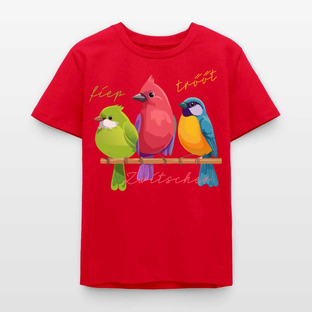 MNJS TEENS Bio T-Shirt mit ZWITSCHERGÄNG PRINT - Rot