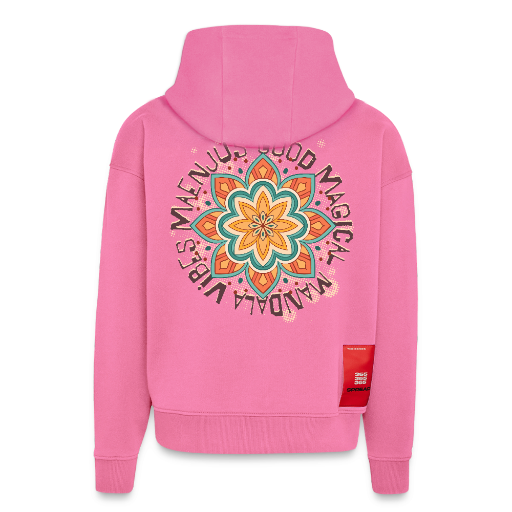 Heavyweight Oversized Organic Hoodie Made in EU mit Mandala Vibes Print - AURA PINK