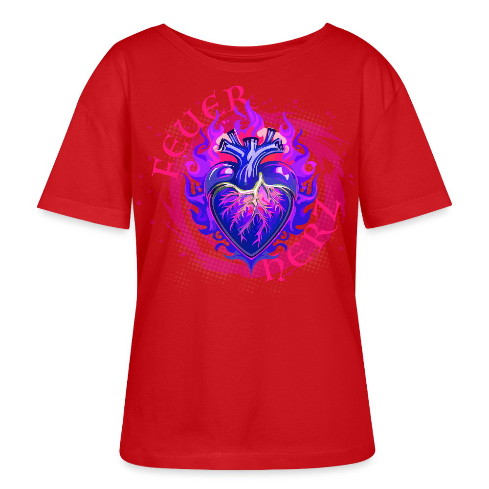 Frauen T-Shirt mit FEUERHERZ LILA PRINT - Rot