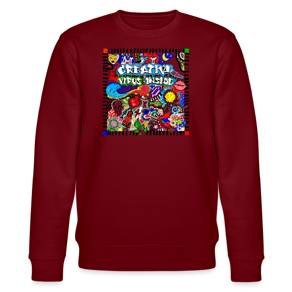 Unisex Bio-Sweatshirt mit CREATIVE VIRUS INSIDE PRINT - Burgunderrot