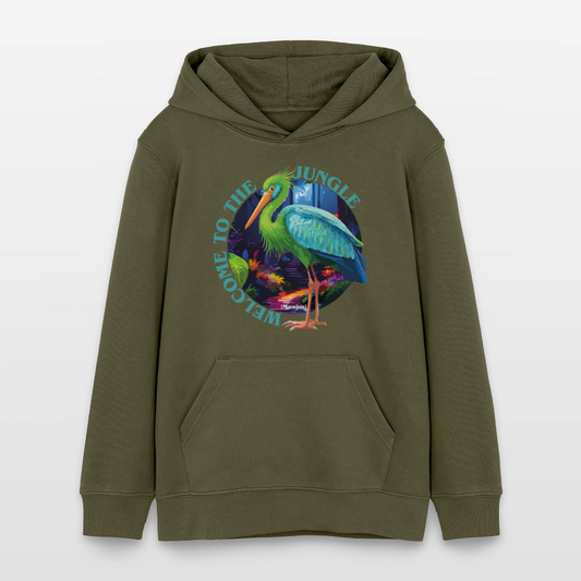 MNJS TEENS Bio-Hoodie mit WELCOME TO THE JUNGLE PRINT - Khaki