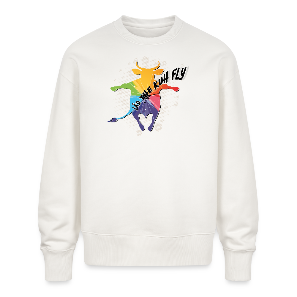 Unisex Oversize Pullover mit LÄS THE KUH FLY PRINT - OFF WHITE