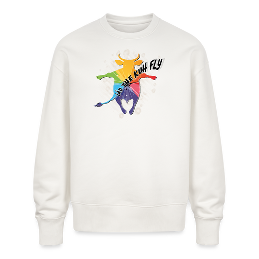 Unisex Oversize Pullover mit LÄS THE KUH FLY PRINT - OFF WHITE