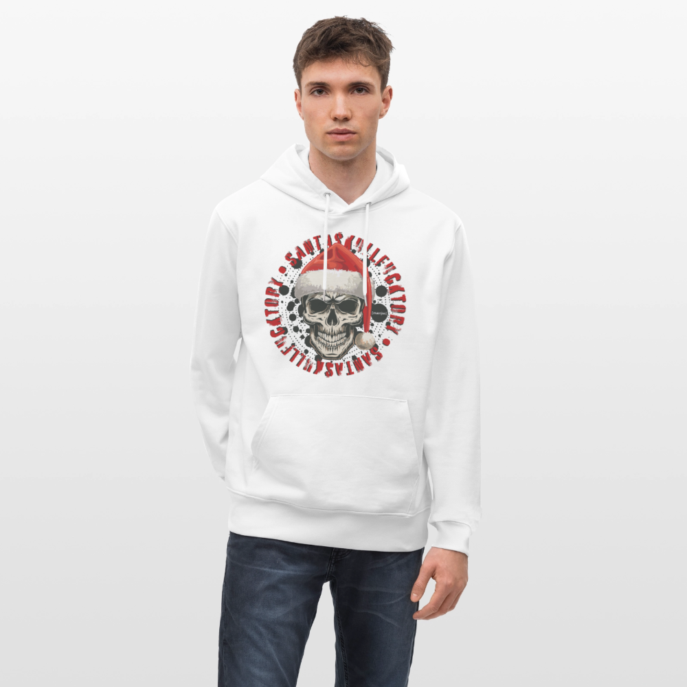 Unisex Bio-Hoodie mit SANTASKULL FUCKTORY PRINT - Weiß