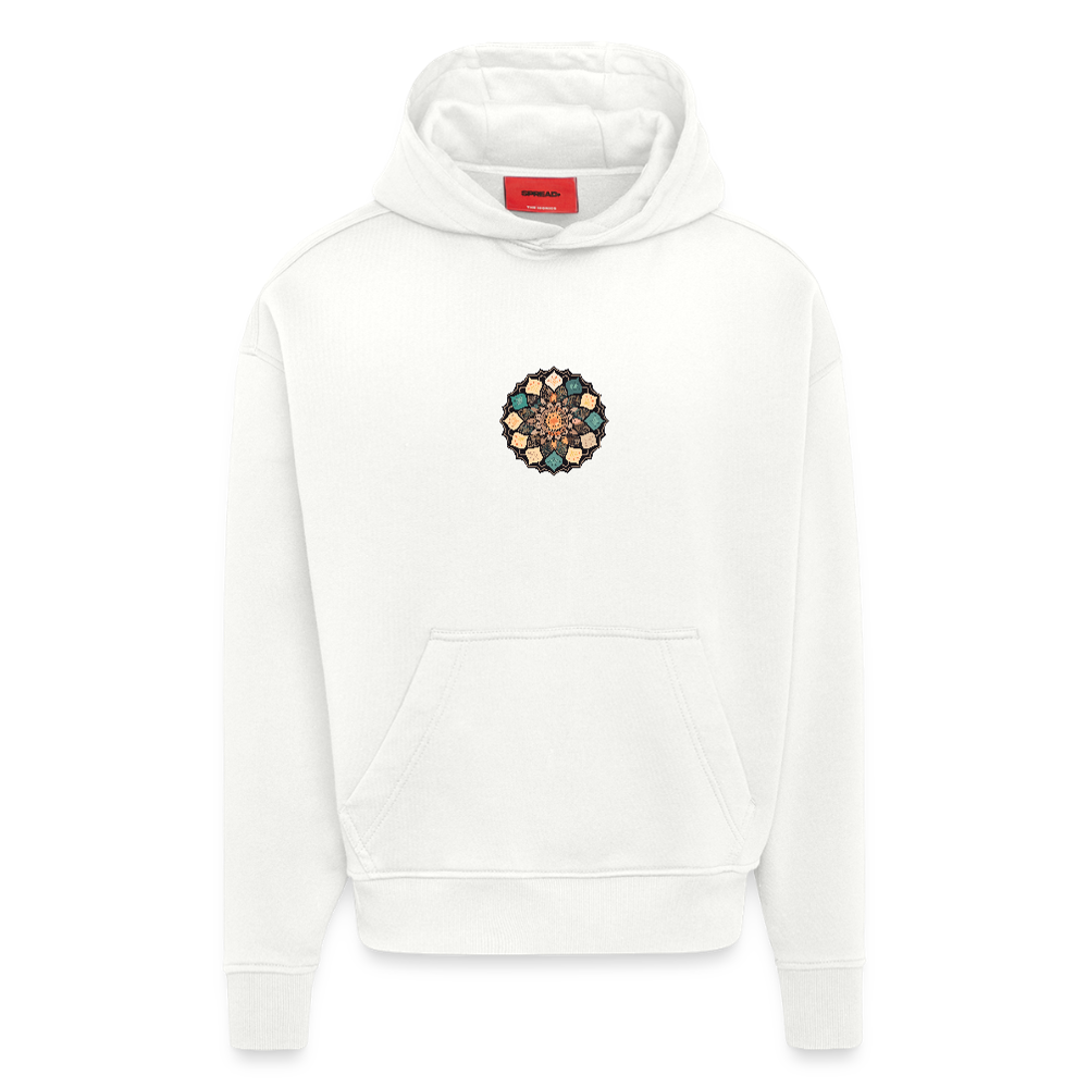 Heavyweight Oversized Organic Hoodie Made in EU mit Mandala Vibes Print - OFF WHITE