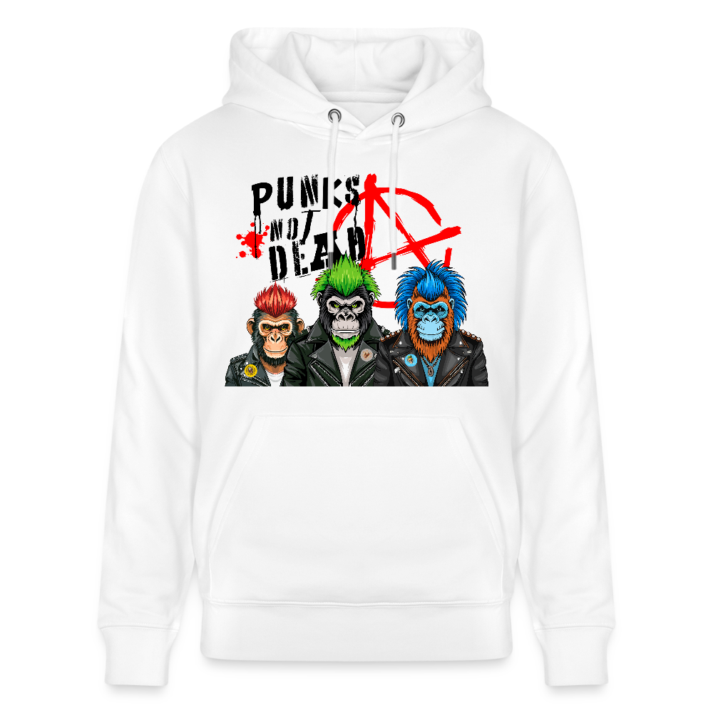 Unisex Hoodie mit PUNKS NOT DEAD PRINT - Weiß