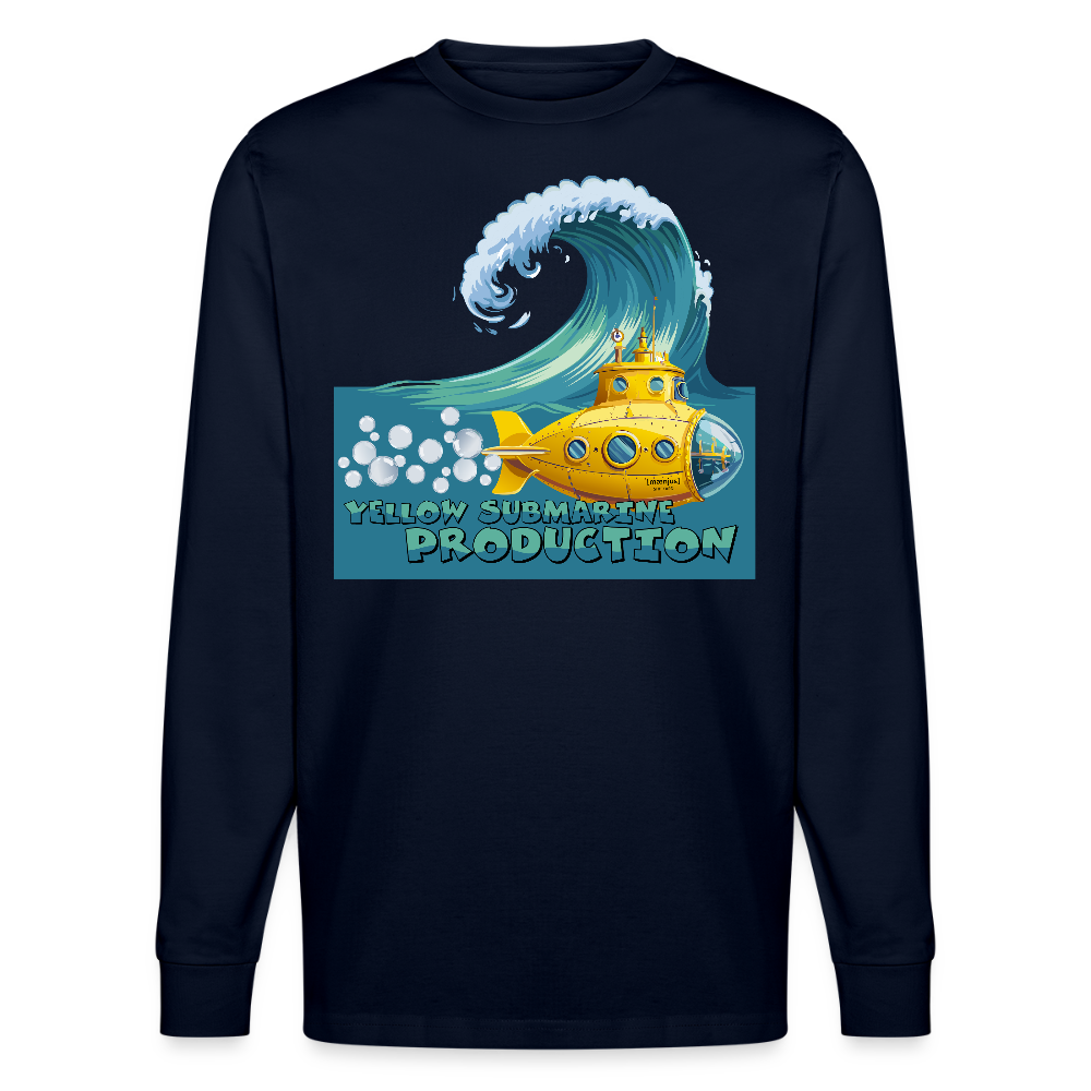 Unisex Bio-Langarmshirt mit YELLOW SUBMARINE PRODUCTION PRINT - Navy