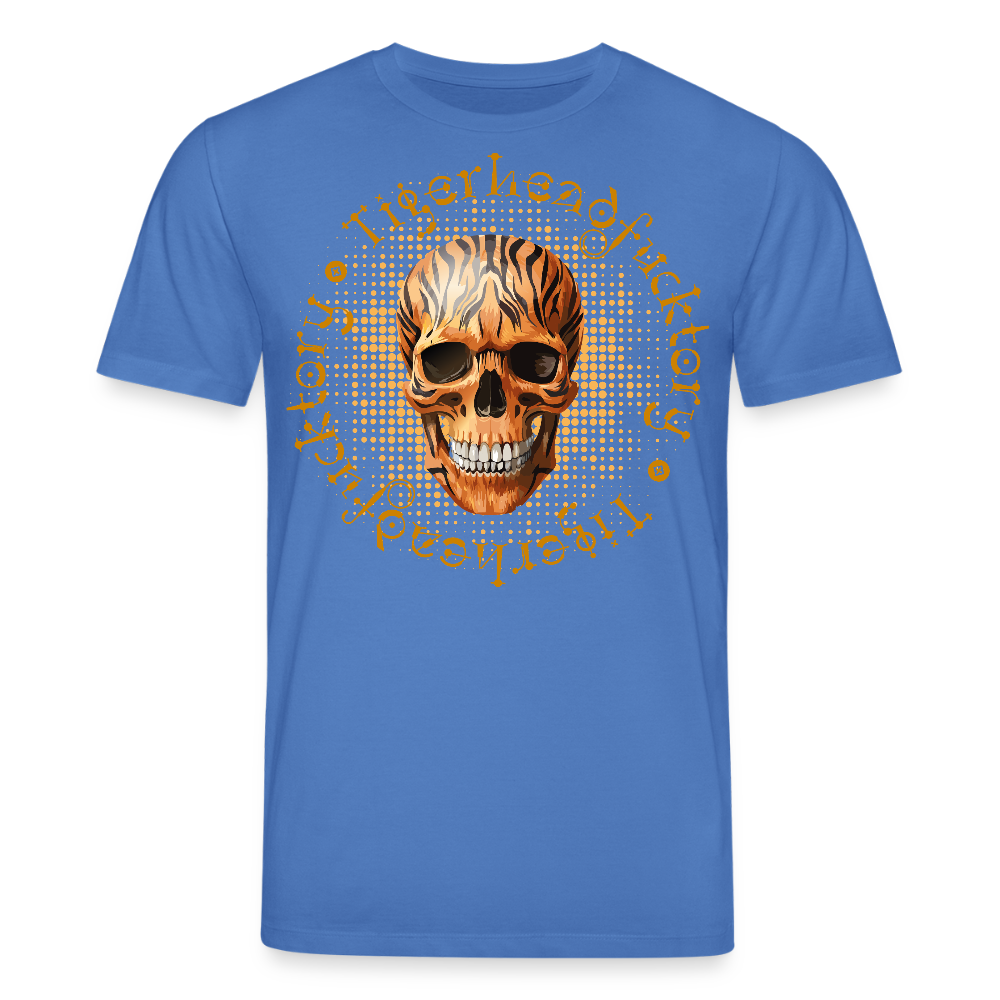Unisex Bio-T-Shirt mit TIGERHEAD SKULL PRINT Vorderseite - Achtsames Blau