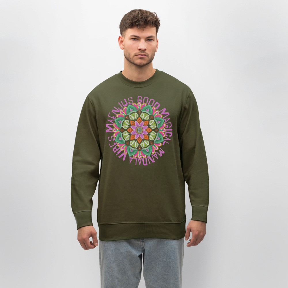 Unisex Bio-Sweatshirt mit MANDALA VIBES PRINT - Khaki