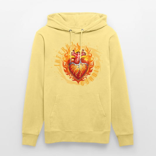 Unisex Bio-Hoodie mit FEUERHERZ PRINT - Gelb Viva 