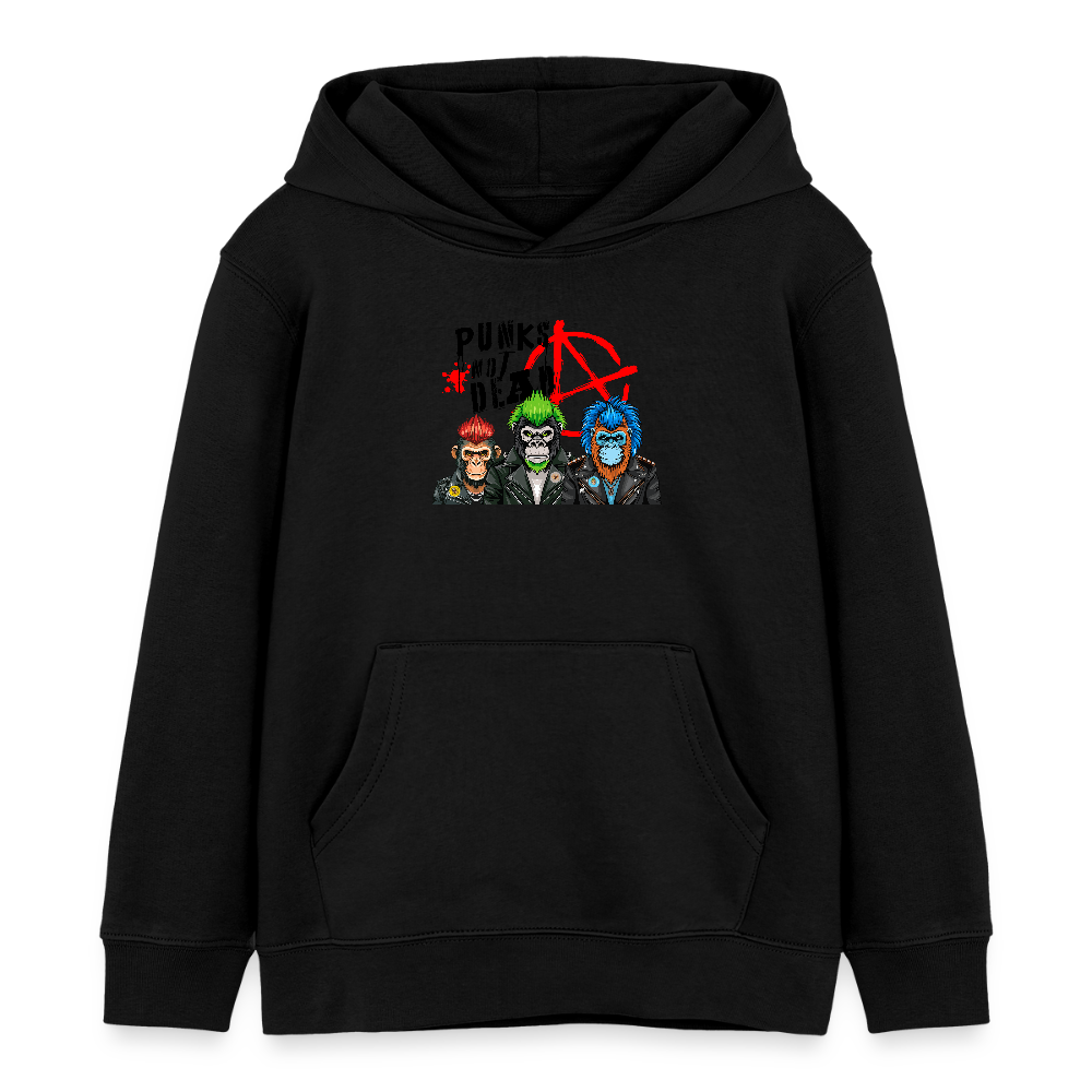 MNJS KIDS Bio-Hoodie mit PUNKS NOT DEAD PRINT - Schwarz