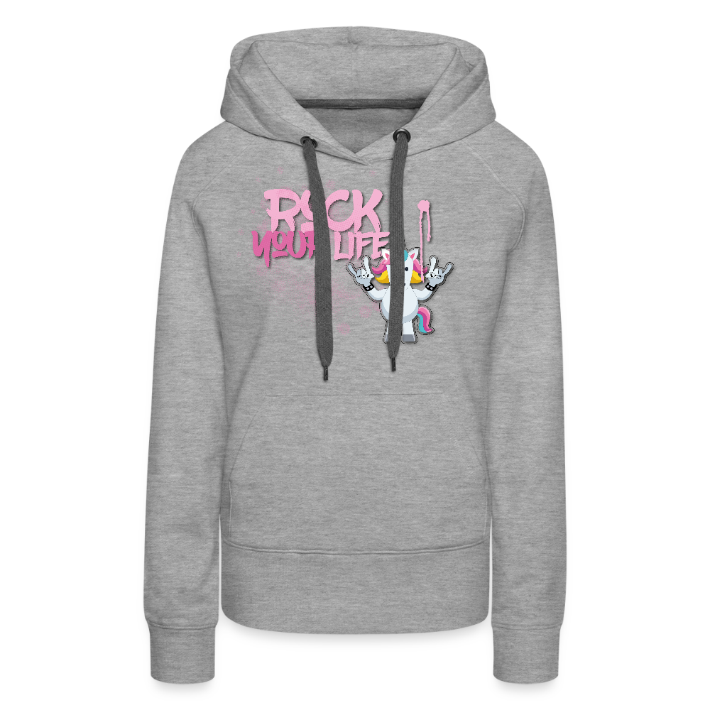 Frauen Premium Hoodie mit ROCK YOUR LIFE PRINT - Grau meliert