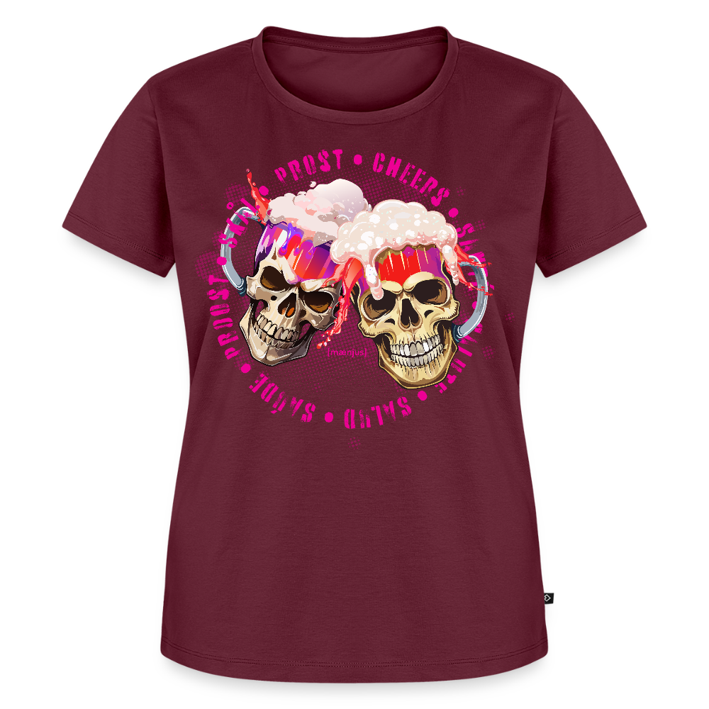 Frauen Premium T-Shirt mit OKTOBERFEST SKULL GIRL PRINT - Burgunderrot