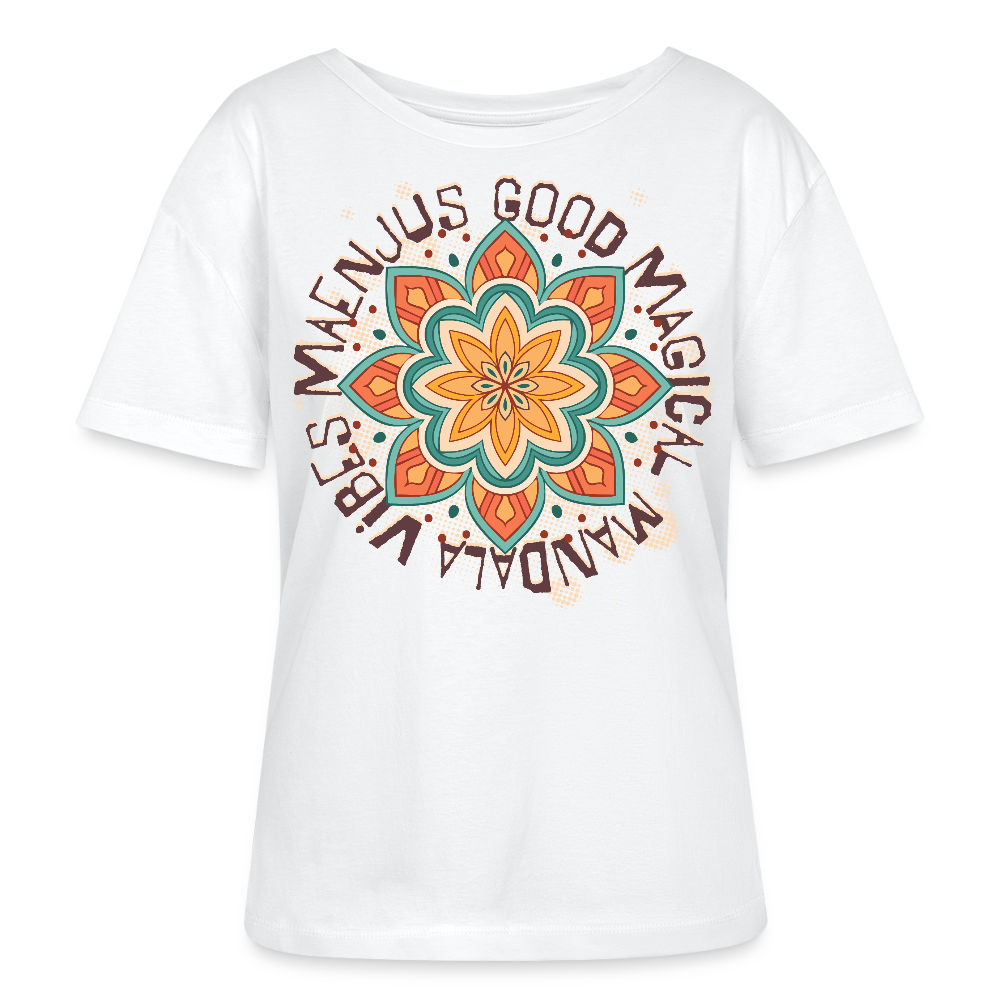 Rundhals Frauen Bio-T-Shirt mit Mandala Vibes PRINT - Weiß