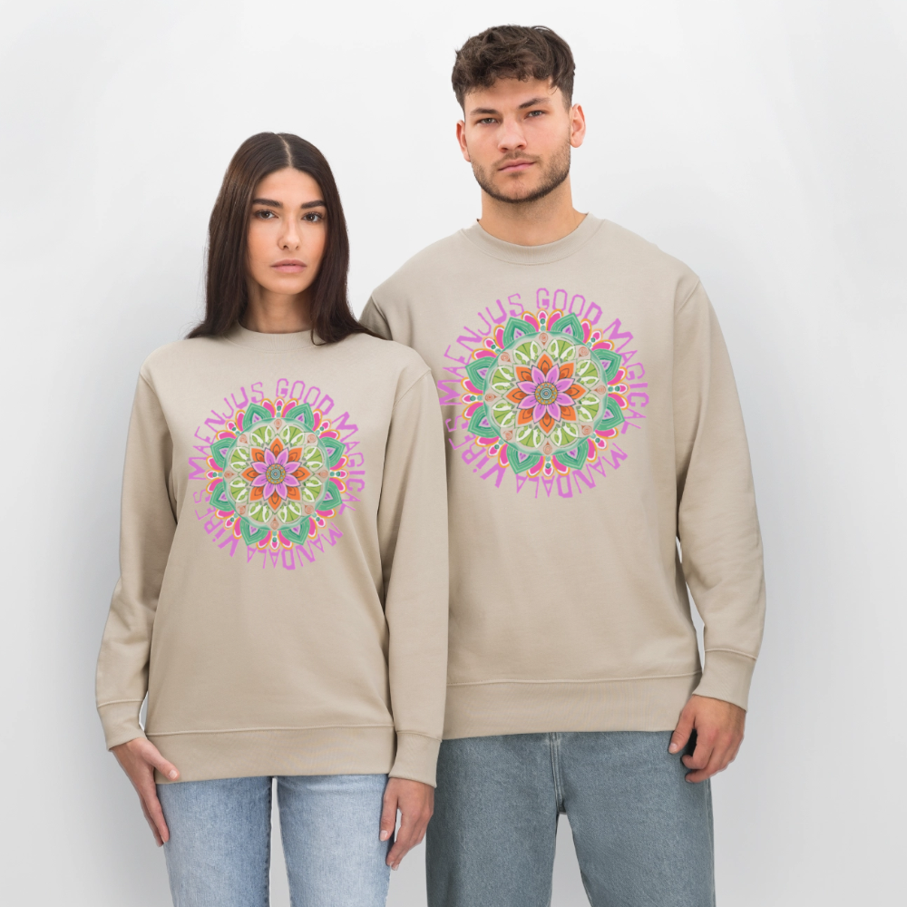Unisex Bio-Sweatshirt mit MANDALA VIBES PRINT - Beige