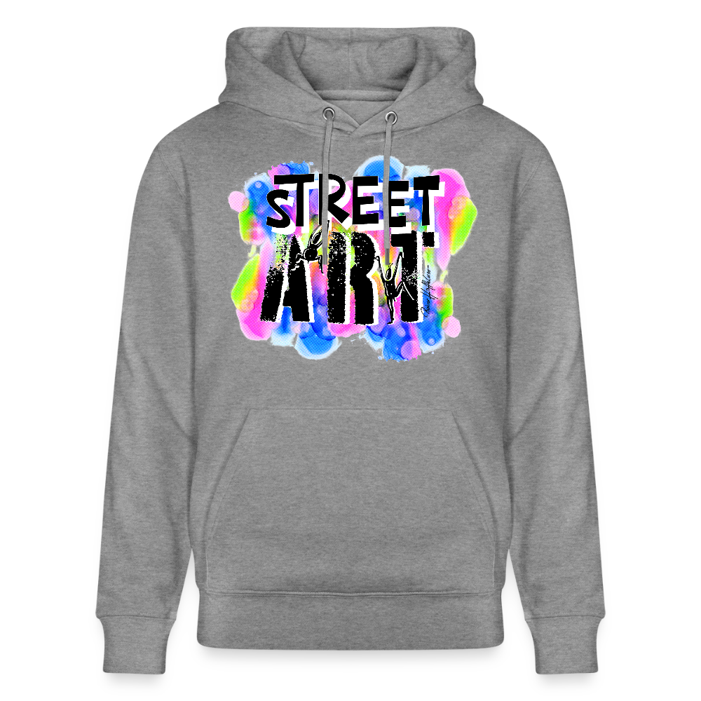 Unisex Bio-Hoodie mit STREET ART PRINT - Hellgrau marmoriert