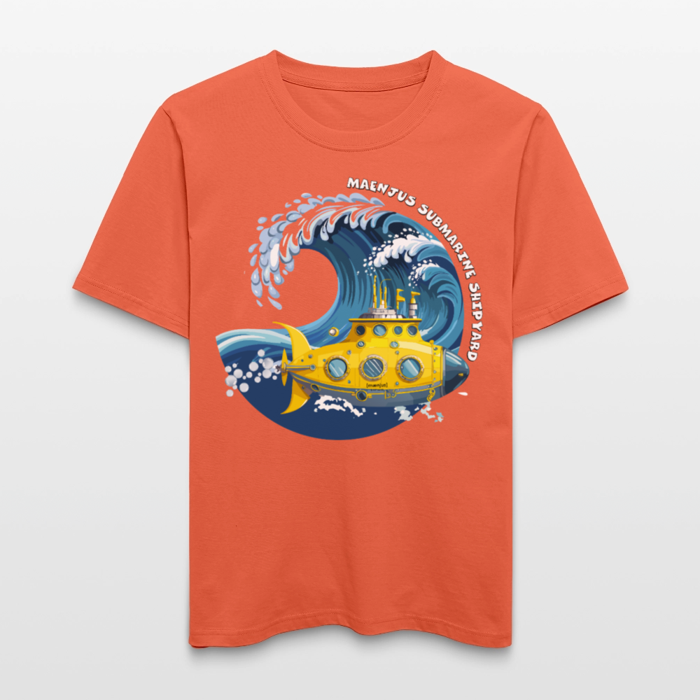 Unisex Bio-T-Shirt mit MAENJUS SUBMARINE SHIPYARD PRINT Vorderseite - Hellrot