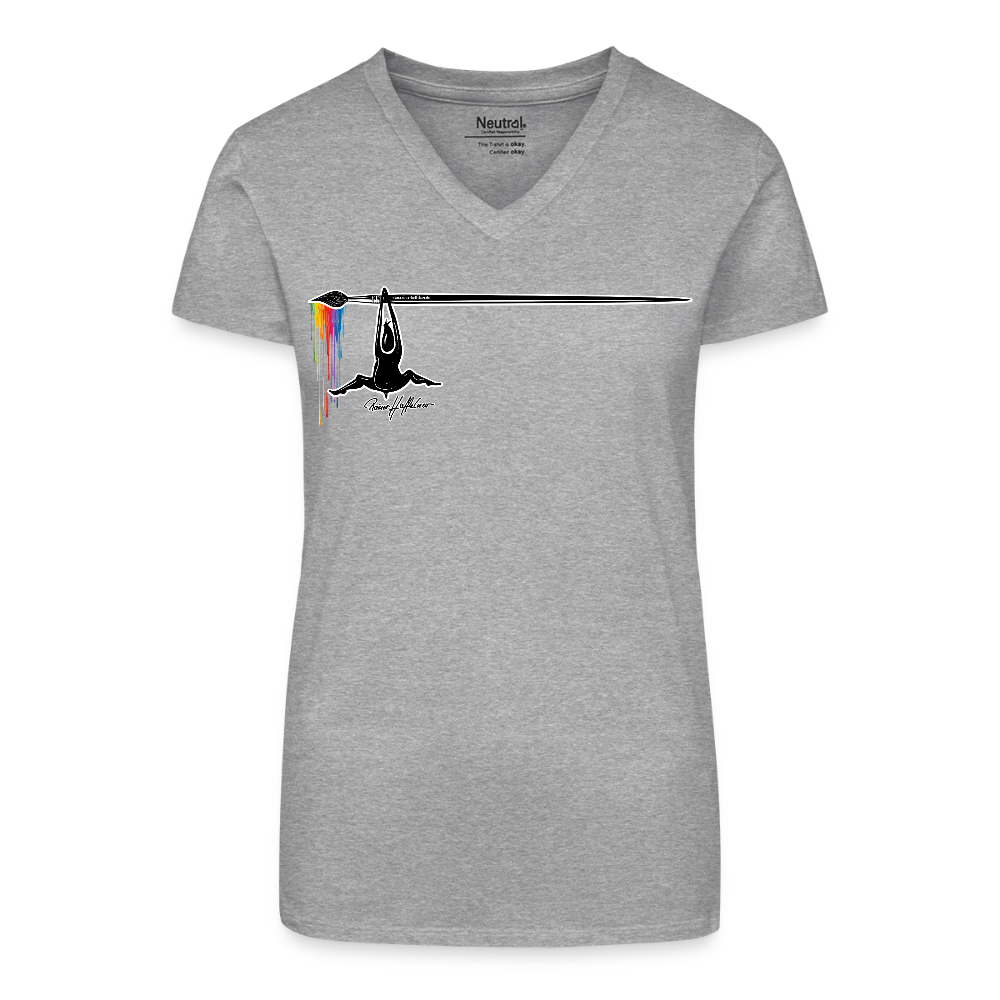 Bio Frauen T-Shirt mit V-Ausschnitt und MÄNNLE PRINT - Grau meliert