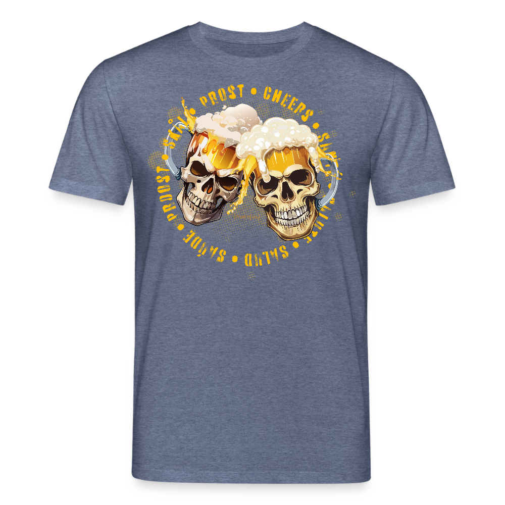 Unisex Bio-T-Shirt mit OKTOBERFEST SKULL BOY PRINT - Dunkelblau meliert
