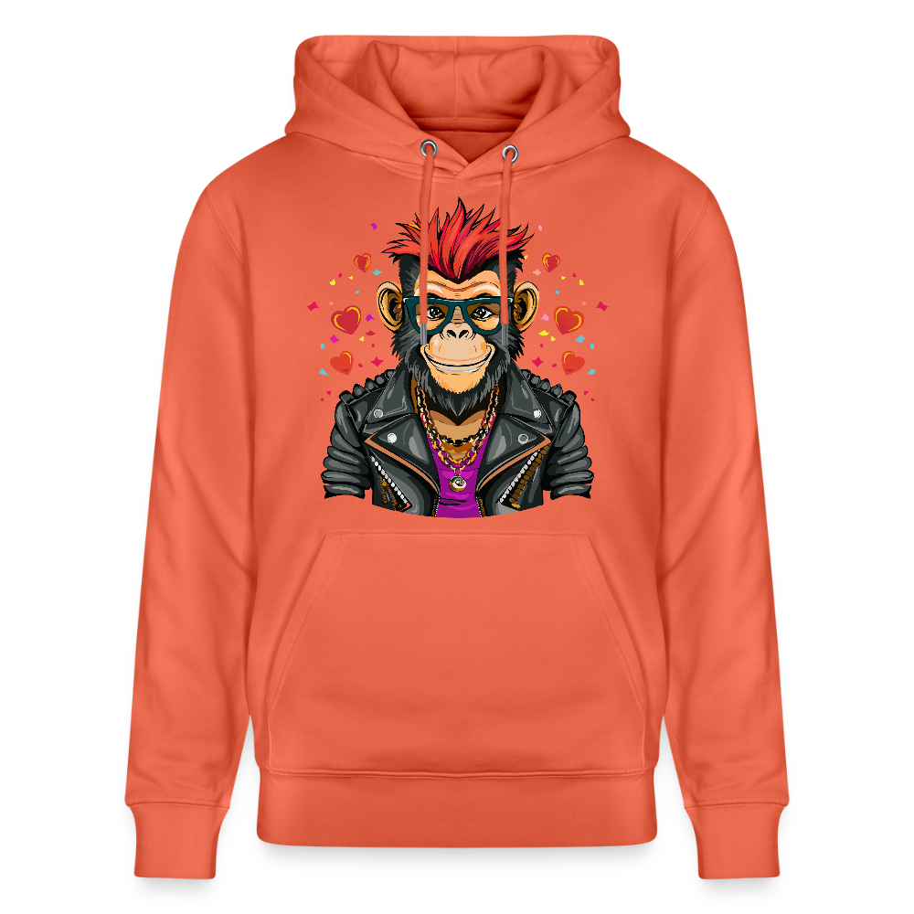 Unisex Hoodie mit MONKEY IN LOVE PRINT - Hellrot