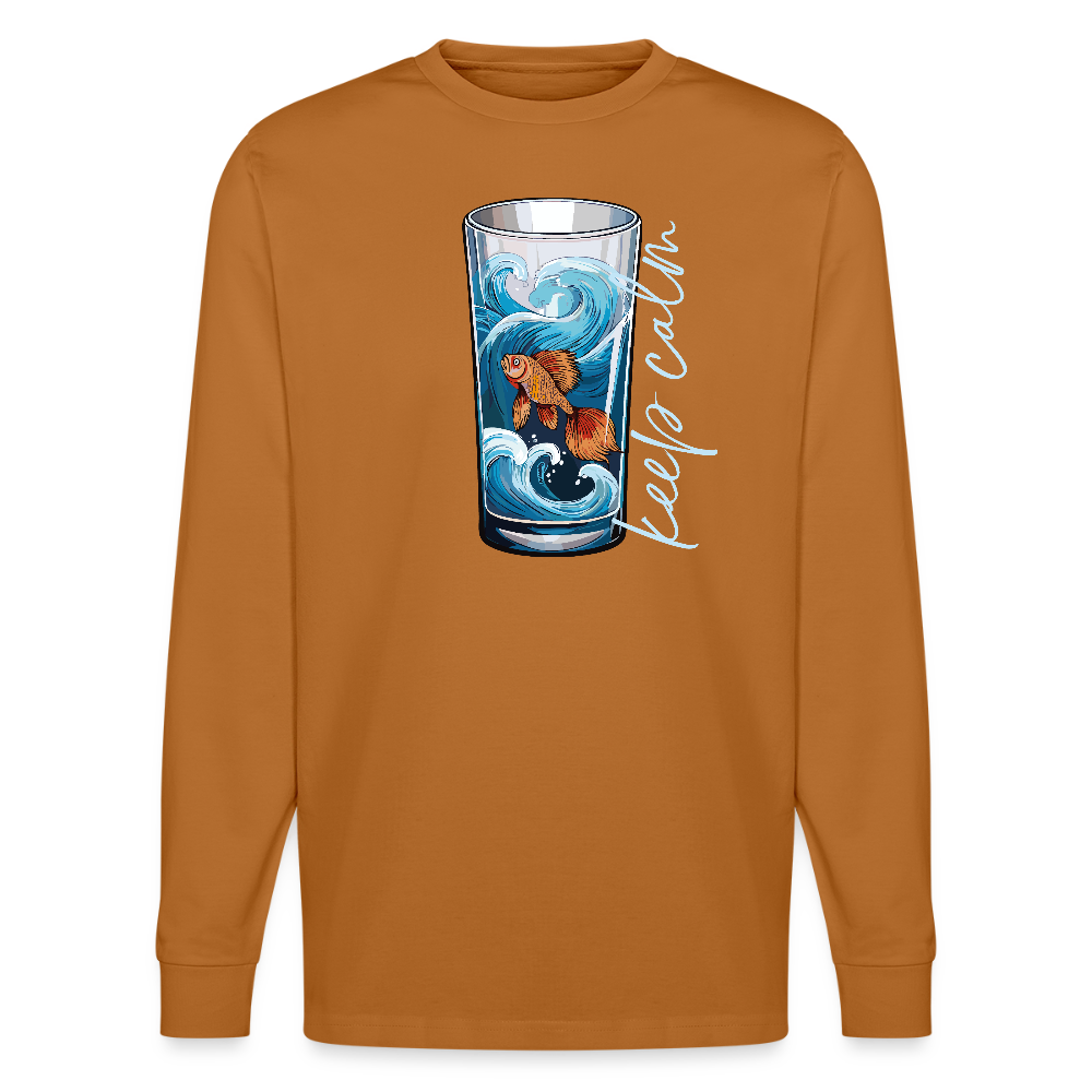 Unisex Bio-Langarmshirt mit KEEP CALM PRINT - Herbstorange