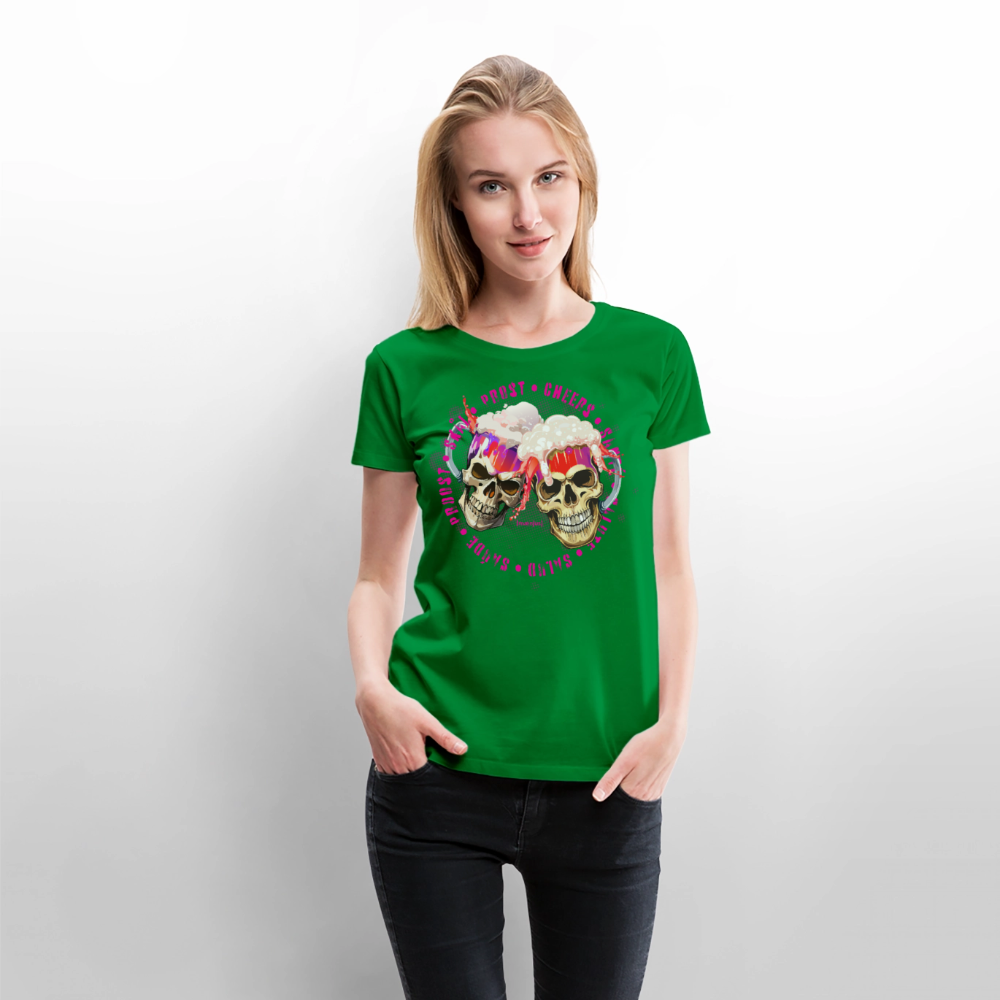 Frauen Premium T-Shirt mit OKTOBERFEST SKULL GIRL PRINT - Grün