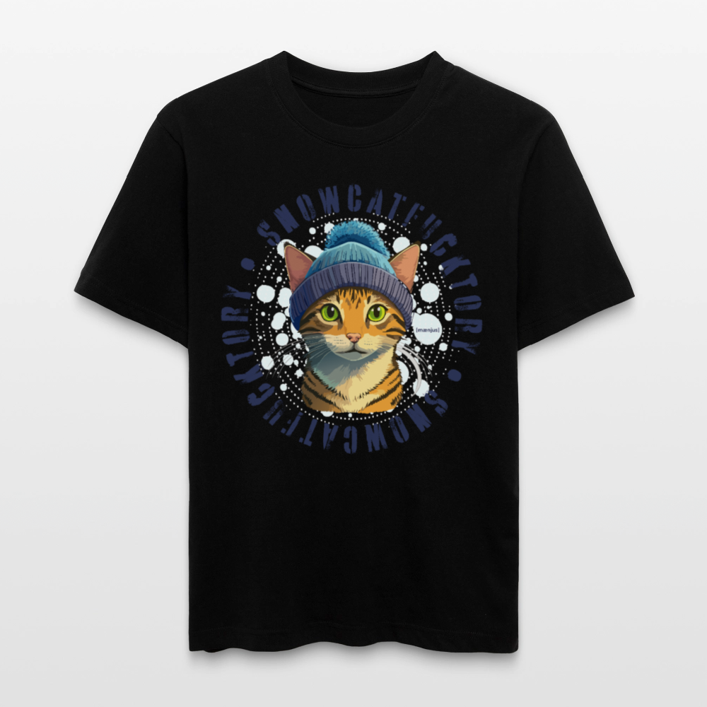 Unisex Bio-T-Shirt mit SNOWCATFUCKTORY PRINT - Schwarz