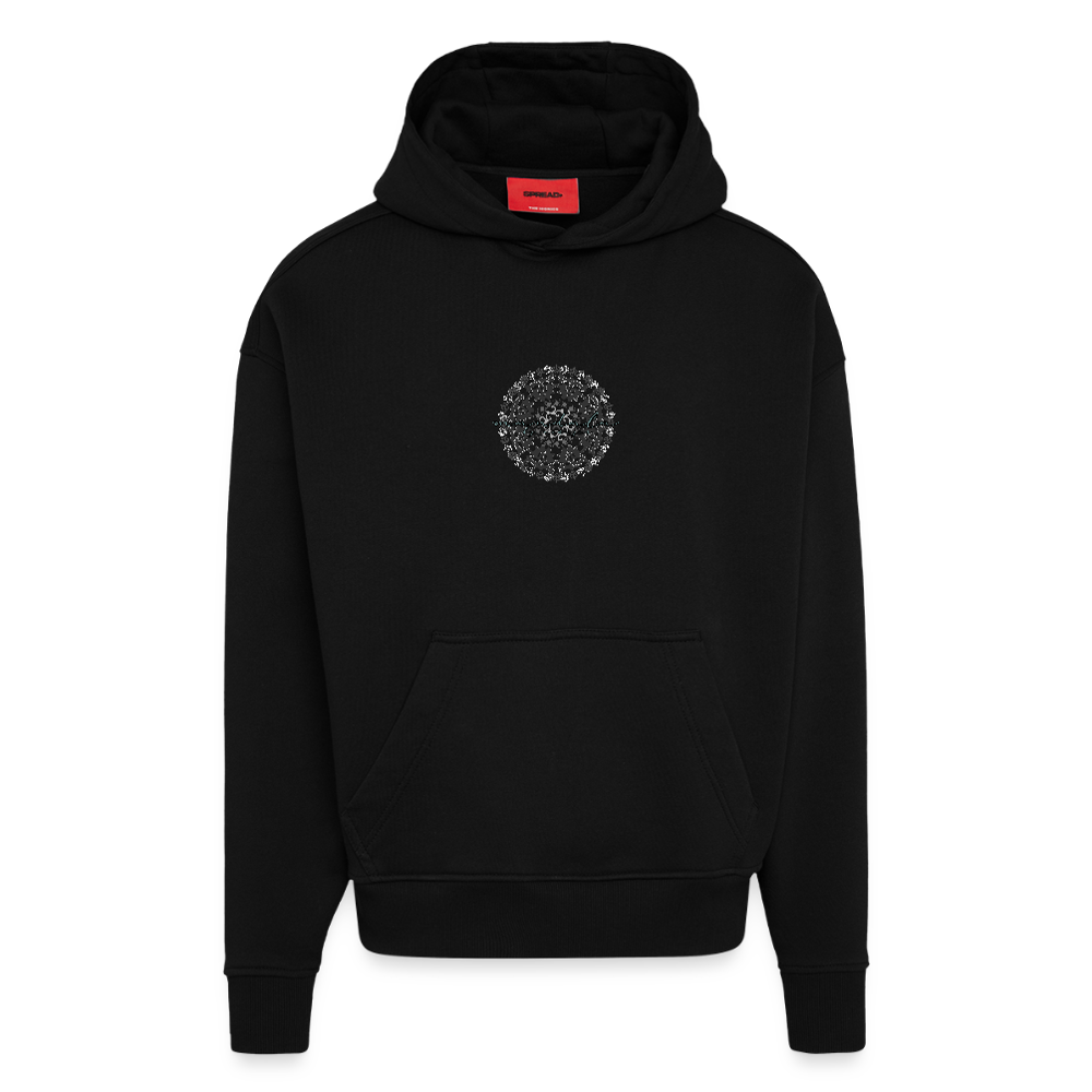 Heavyweight Oversized Organic Hoodie Made in EU mit Mandala Vibes Print - SOLID BLACK