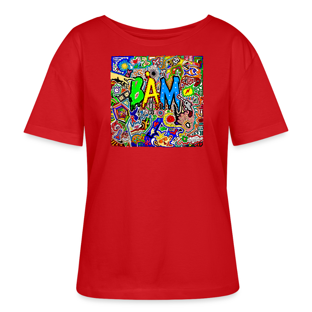 Relaxed Rundhals Frauen Bio-T-Shirt mit BÄM PRINT - Rot