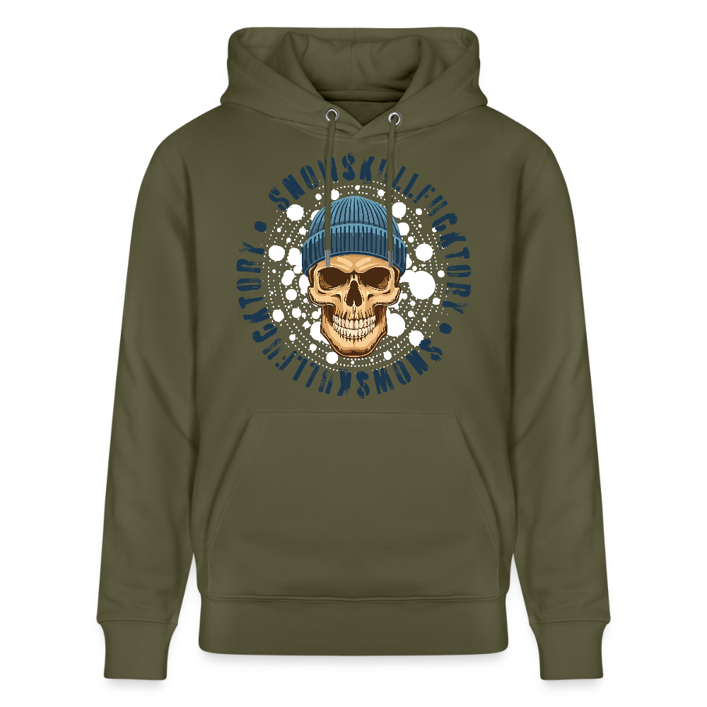 Unisex Hoodie mit SNOWSKULL PRINT - Khaki Grün