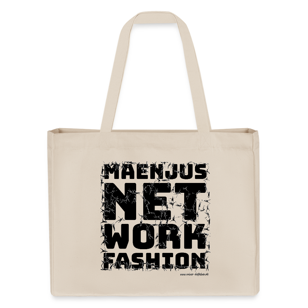 Recycelter Shopping Bag mit MAENJUS NETWORK FASHION PRINT - Naturweiß