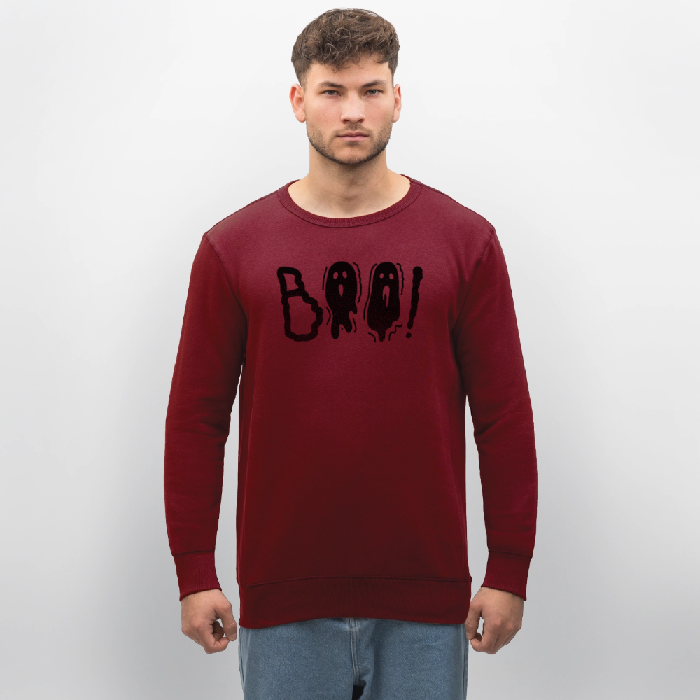 Unisex Bio-Sweatshirt mit BOO! PRINT - Burgunderrot