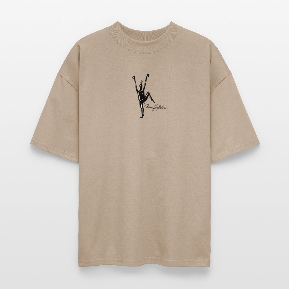 Oversized Unisex Bio T-Shirt mit TUSCHEMÄNNCHEN PRINT - Steingrau