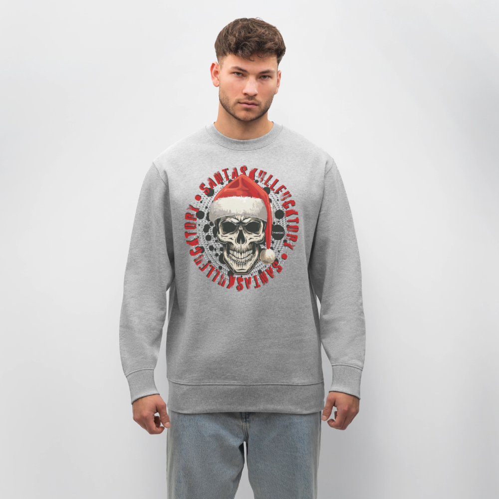 Unisex Bio-Sweatshirt mit SANTASKULL FUCKTORY PRINT - Grau meliert