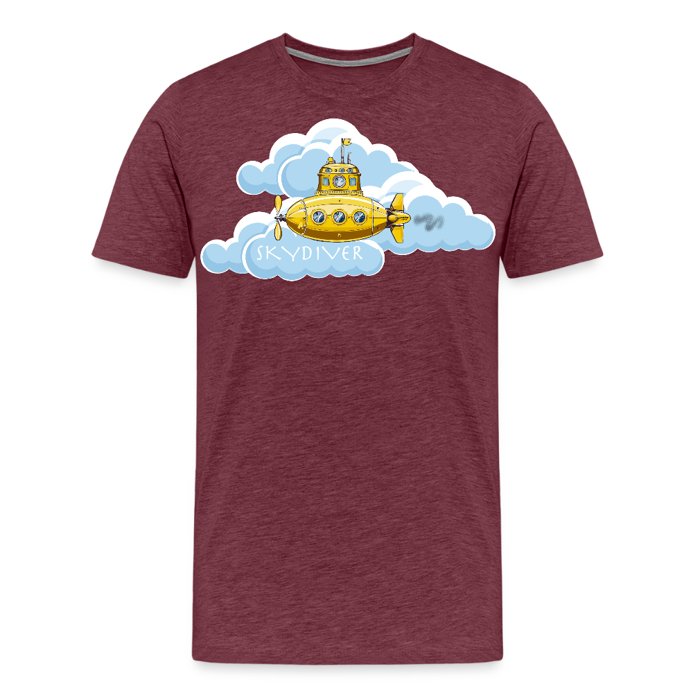 Männer Premium T-Shirt mit SKYDIVER PRINT - Bordeauxrot meliert