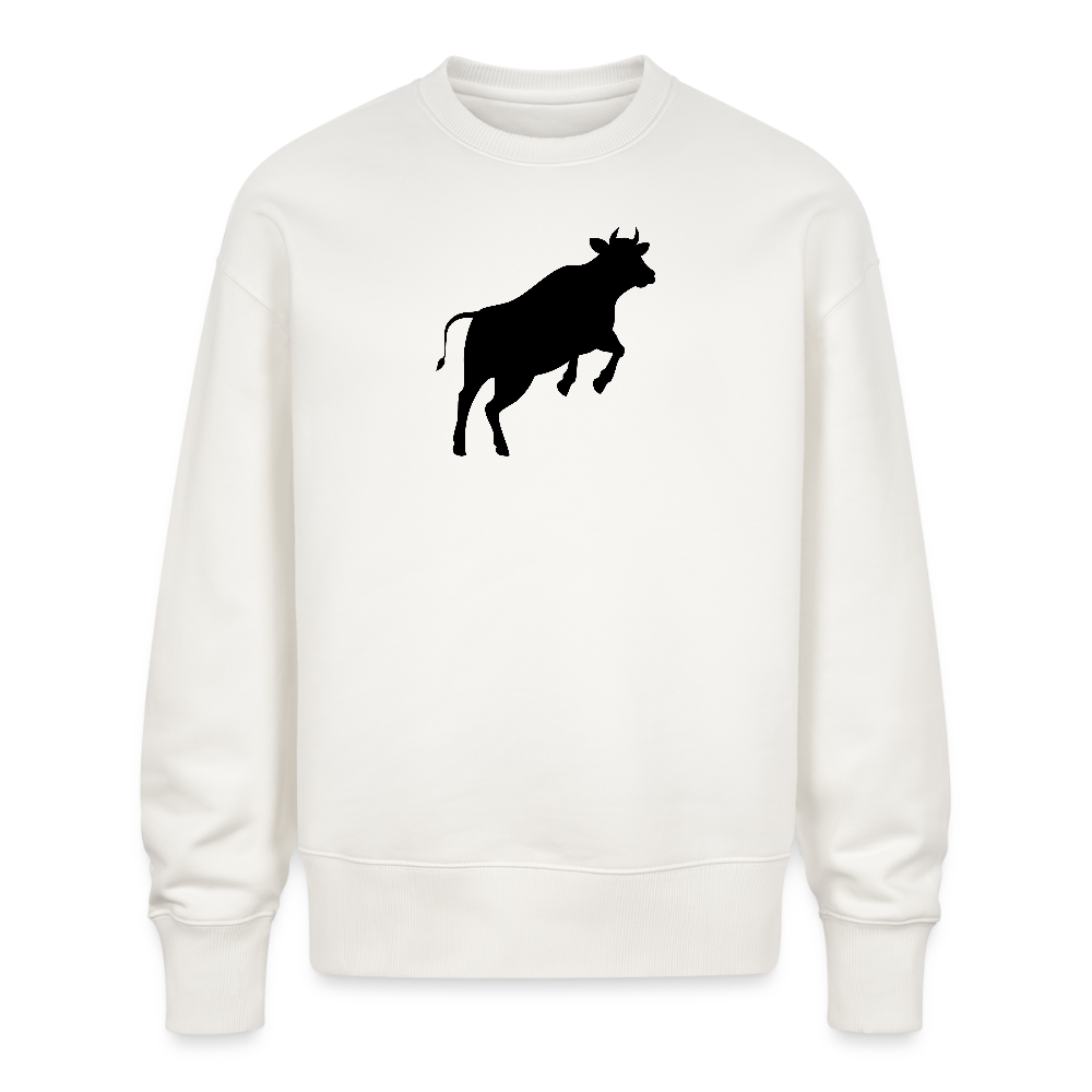 Unisex Oversize Pullover mit JUMPING COW PRINT - OFF WHITE