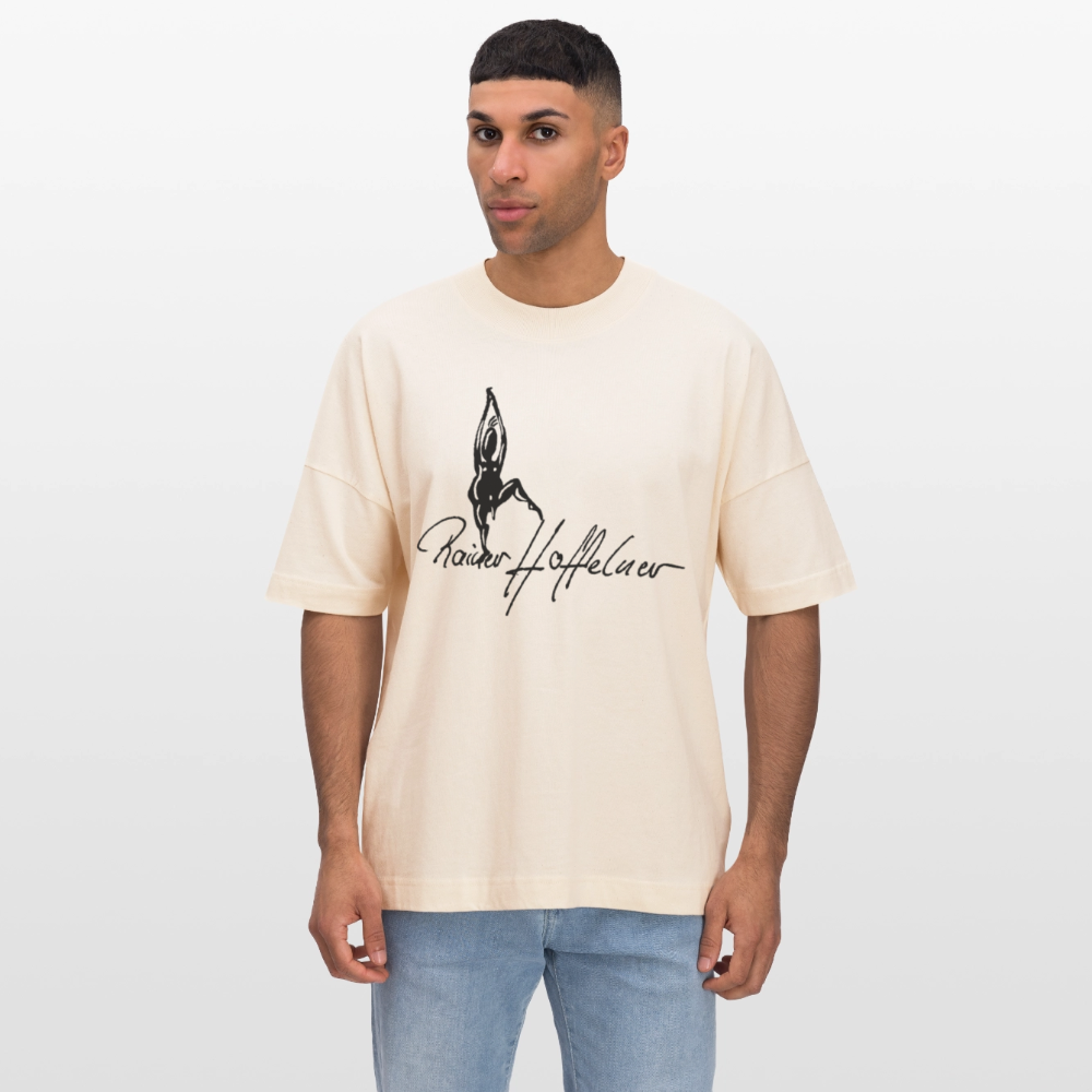 Oversized Unisex T-Shirt mit TUSCHEMÄNNCHEN PRINT - Weißgrau