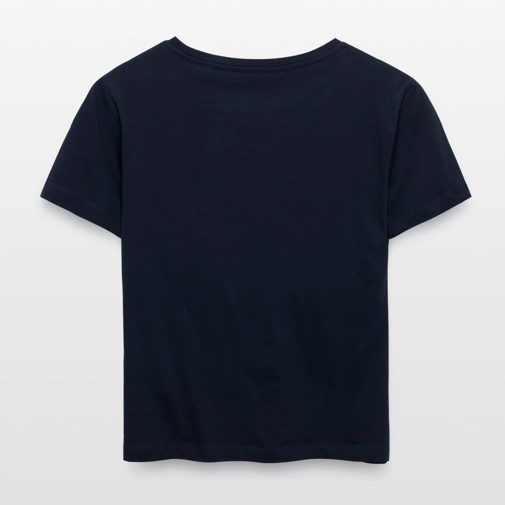 Frauen T-Shirt mit WELCOME TO THE JUNGLE PRINT Vorderseite - Navy