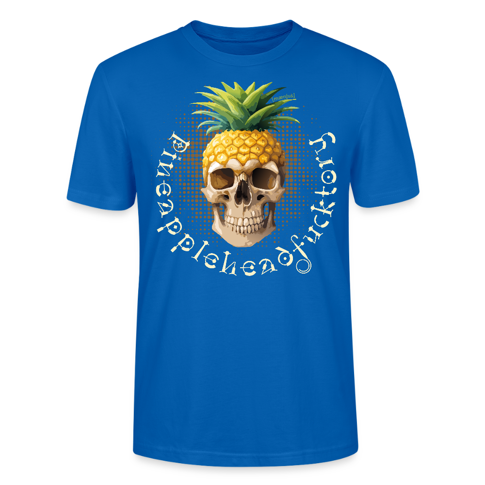 Unisex T-Shirt mit PINEAPPLEHEAD SKULL PRINT Vorderseite - Pfauenblau