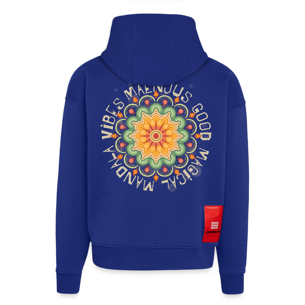 Heavyweight Oversized Organic Hoodie Made in EU mit Mandala Vibes Print - Iconic Blue