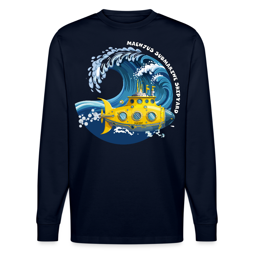 Unisex Bio-Langarmshirt mit MAENJUS SUBMARINE SHIPYARD PRINT - Navy