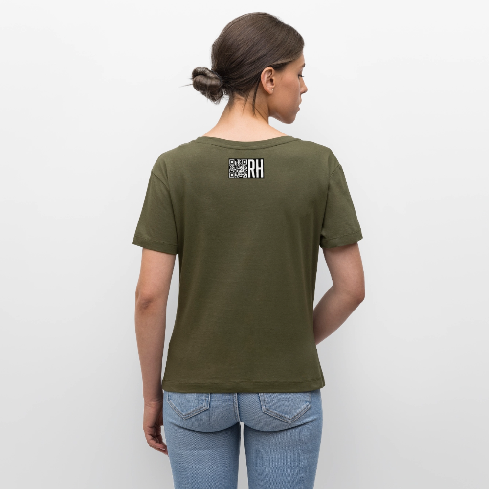 Relaxed Rundhals Frauen Bio-T-Shirt mit STREET ART PRINT - Khaki