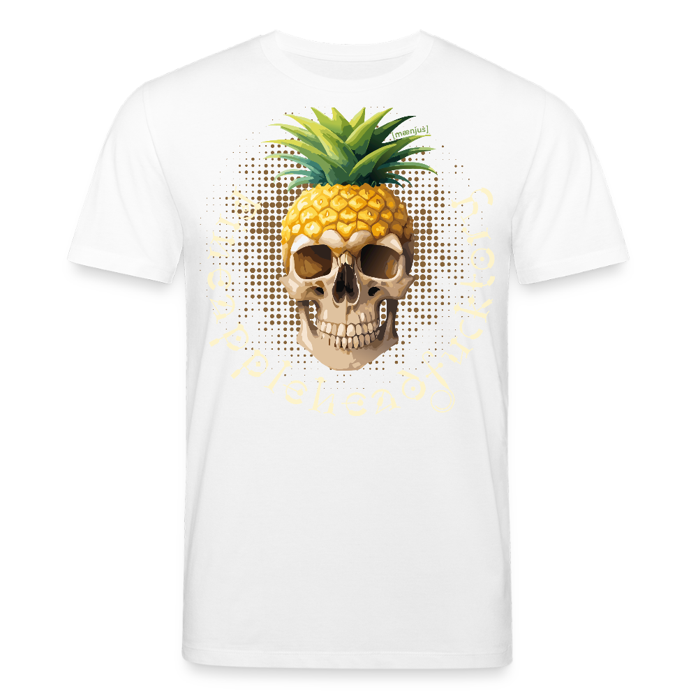 Unisex Bio-T-Shirt mit PINEAPPLE SKULL PRINT Vorderseite - Weiß