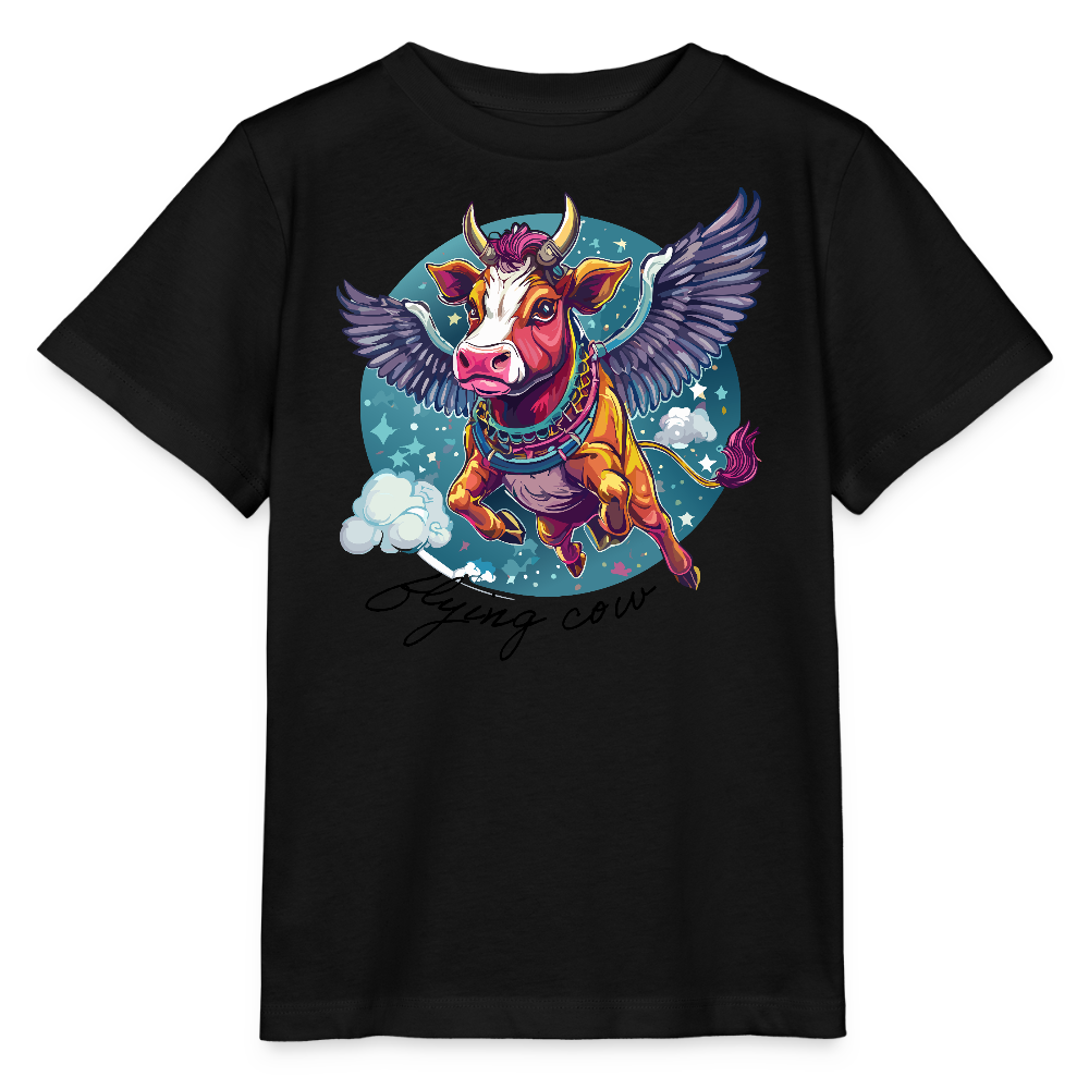 MNJS KIDS Bio T-Shirt mit FLYING COW PRINT - Schwarz